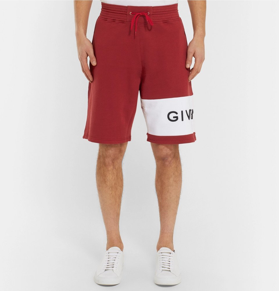 Givenchy - Logo-Embroidered Loopback Cotton-Jersey Drawstring Shorts - Men  - Red Givenchy