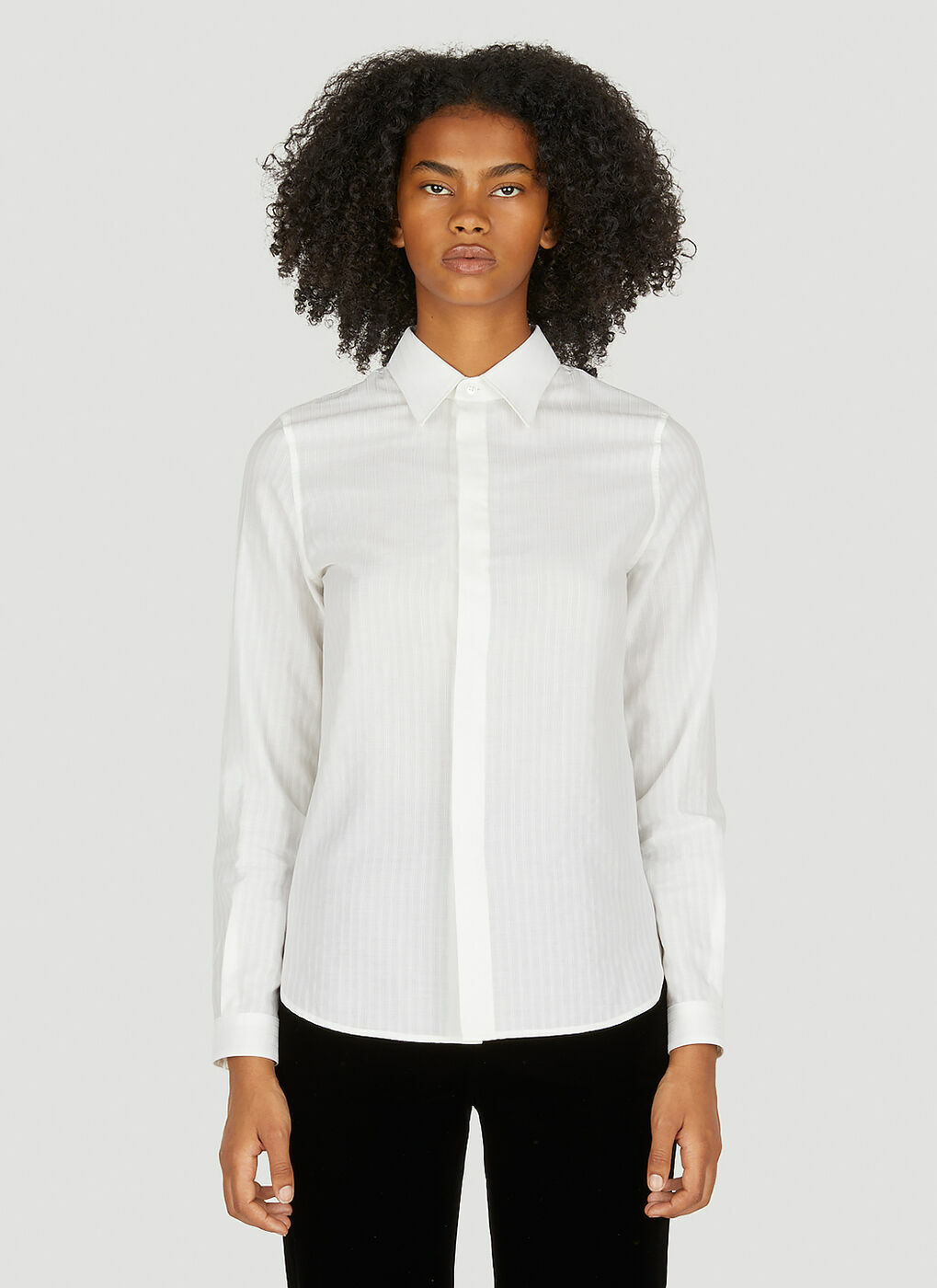 Voile Striped Shirt in White Saint Laurent