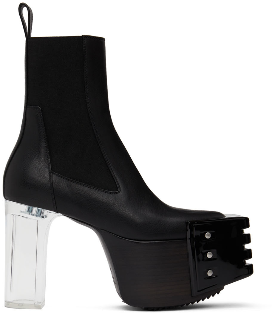 Rick Owens Black Grilled Platform Boots Rick Owens