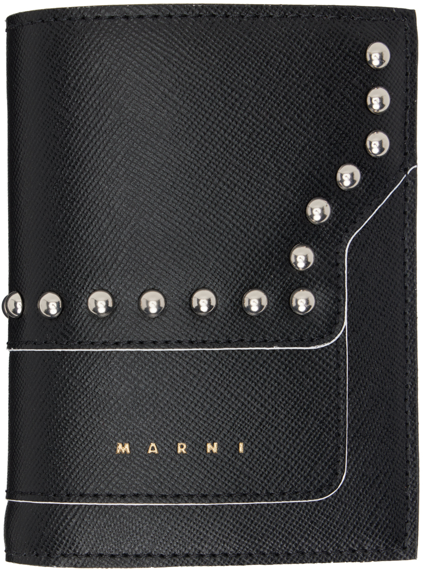 Marni Black Studded Bifold Wallet Marni
