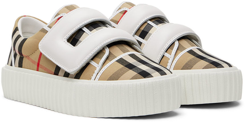 Burberry Kids Beige Vintage Check Sneakers Burberry