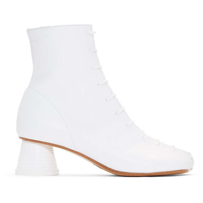 MM6 Maison Margiela White Lace Up Ankle Boots MM6 Maison Margiela
