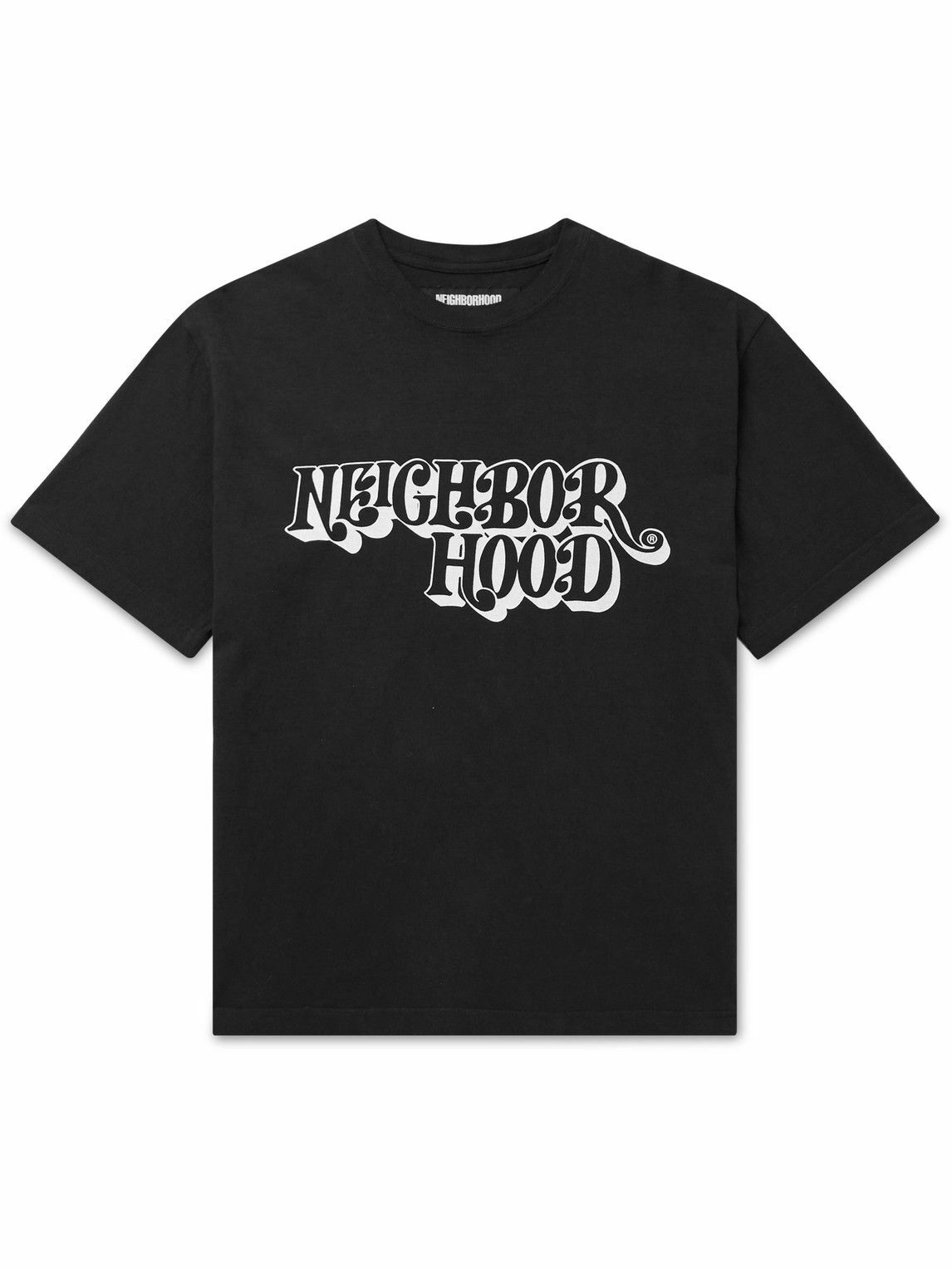 Neighborhood SlimFit LogoPrint CottonJersey TShirt Black
