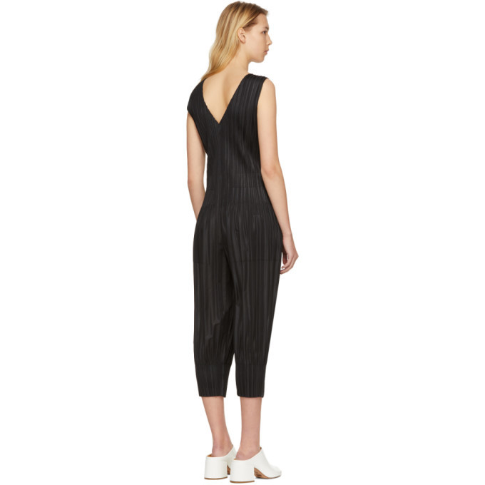 Pleats Please Issey Miyake Black Pleated Fluffy Basics Jumpsuit