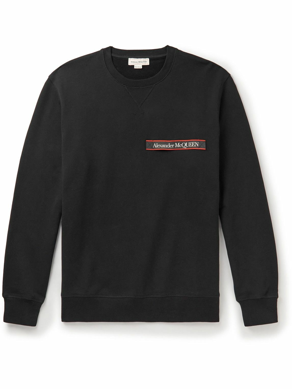Photo: Alexander McQueen - Logo Webbing-Trimmed Cotton-Jersey Sweatshirt - Black