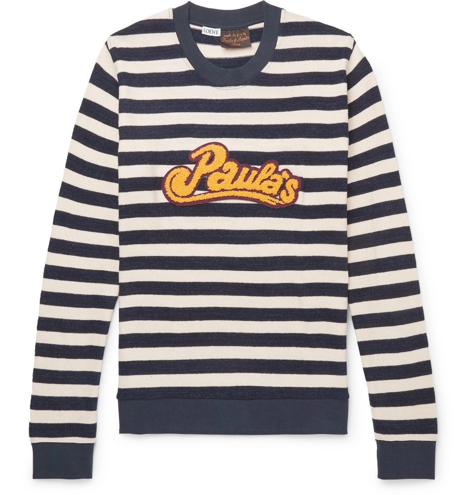 Loewe - Paula's Ibiza Logo-Appliquéd Striped Cotton Sweatshirt 