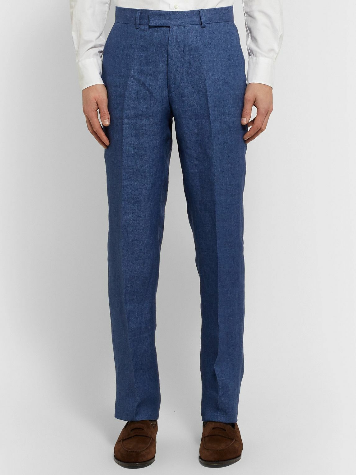 Favourbrook - Evering Windsor Linen Trousers - Blue Favourbrook