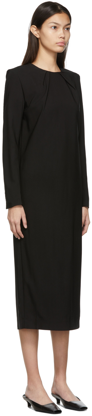 Totême Black Gathered Neck Dress Toteme