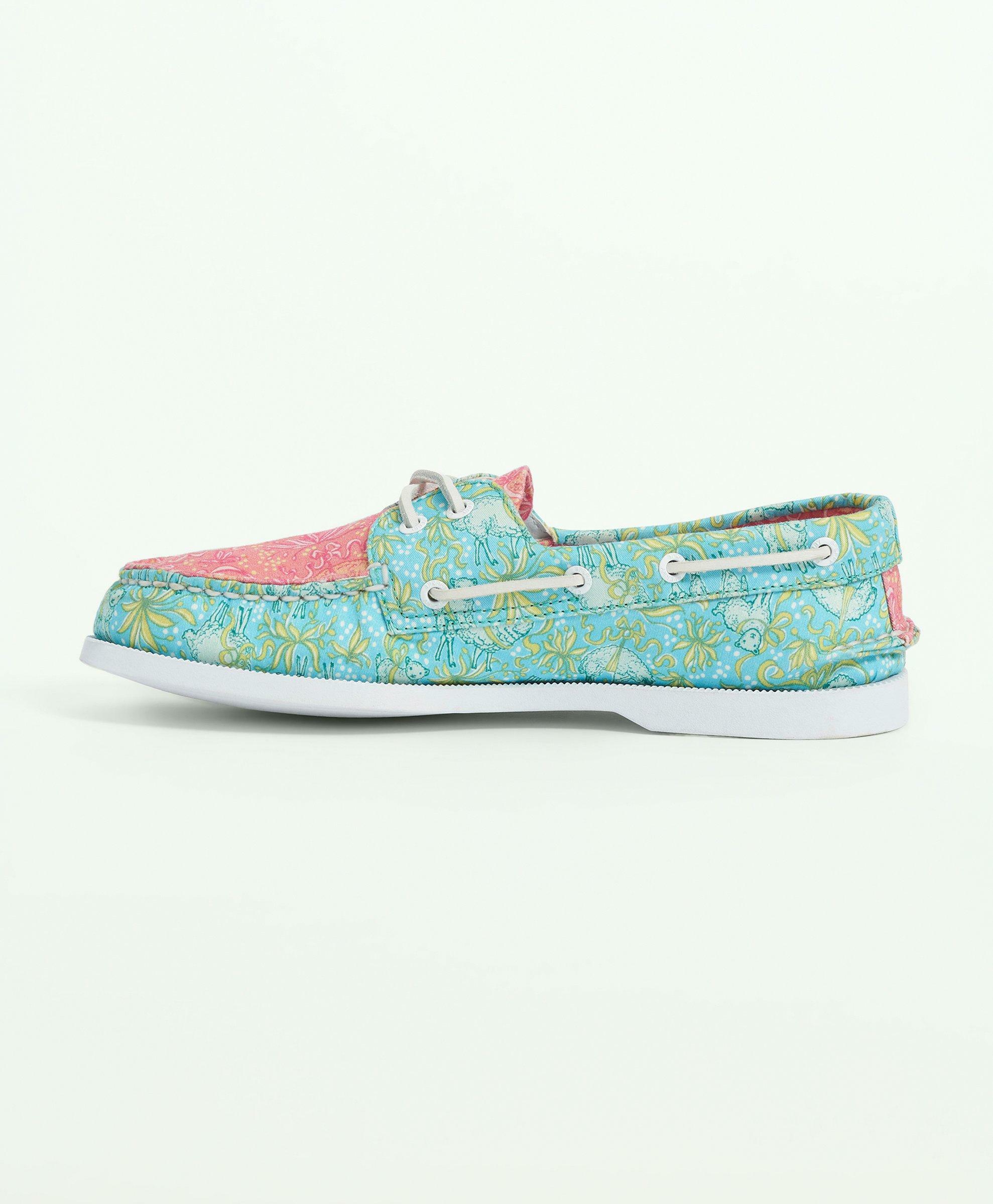 Brooks Brothers Women's Sperry x A/O 2-Eye Floral Shoes | Blue