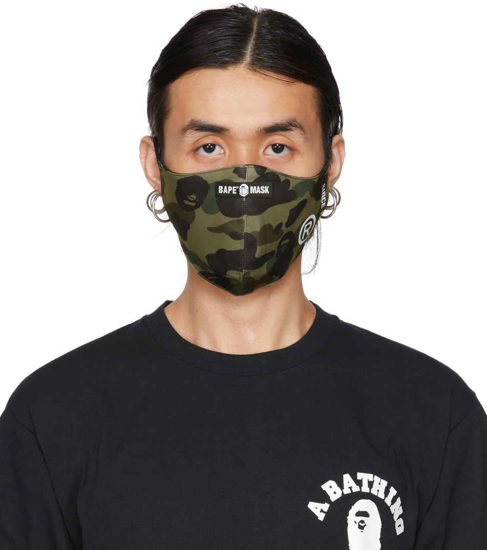 Nauwgezet supermarkt in het geheim BAPE Green 1st Camo Face Mask A Bathing Ape