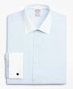 Brooks Brothers Men's Stretch Madison Relaxed-Fit Dress Shirt, Non-Iron Pinpoint Contrast Ainsley Collar French Cuff | Light Blue