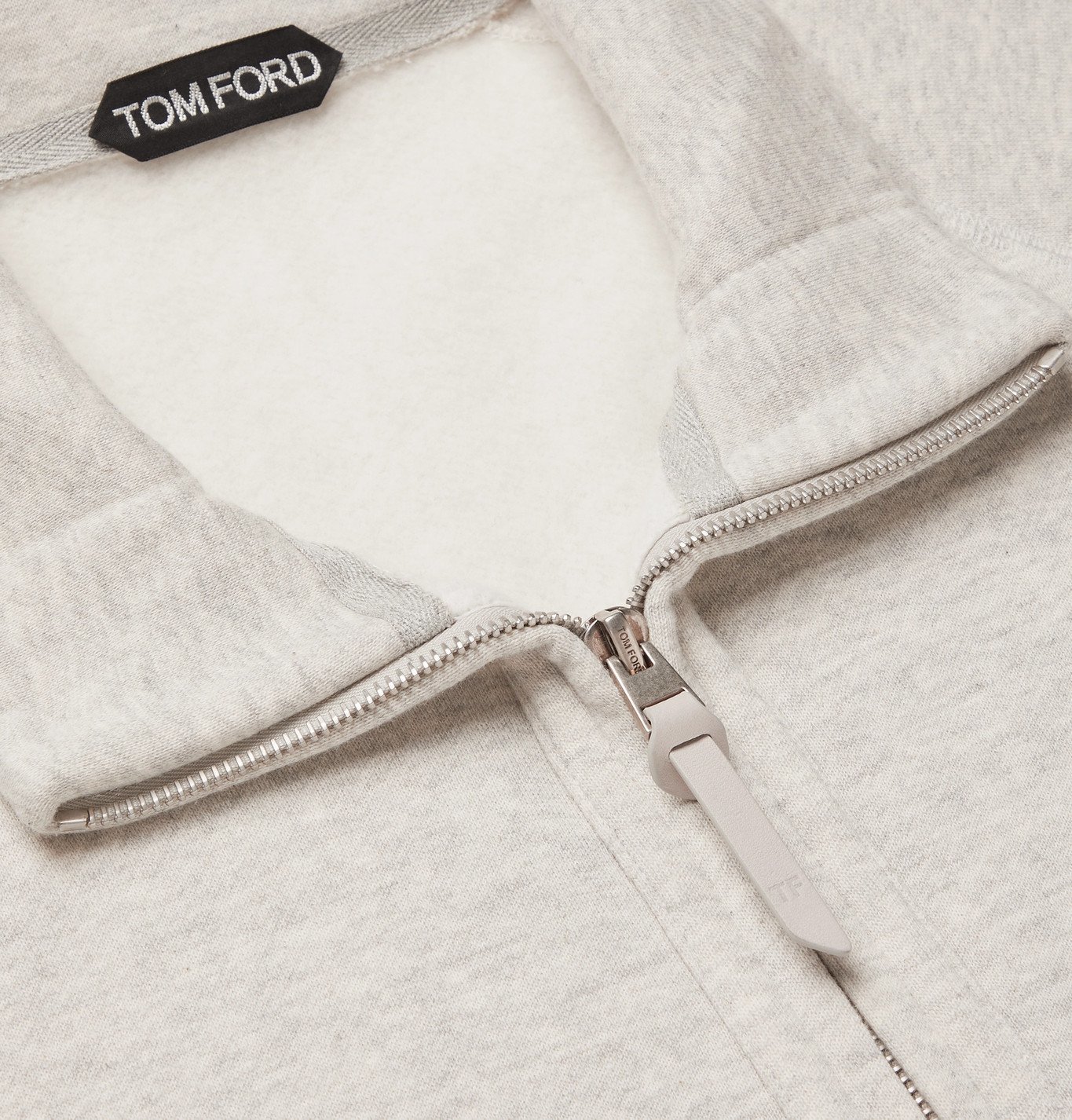 TOM FORD - Garment-Dyed Cotton-Jersey Half-Zip Sweatshirt - Gray TOM FORD