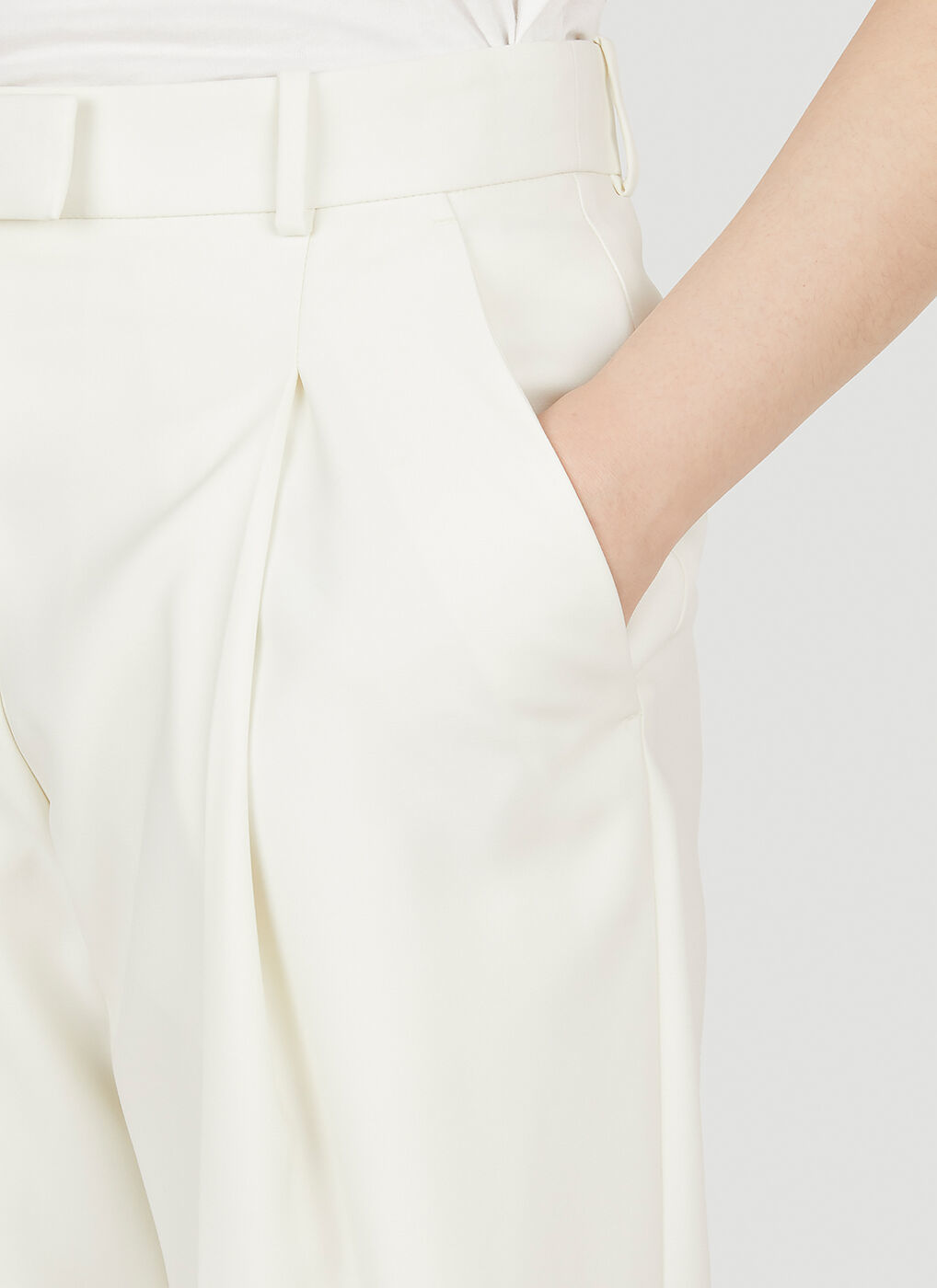 Exaggerated Pleat Tailored Trousers in White Alexander McQueen