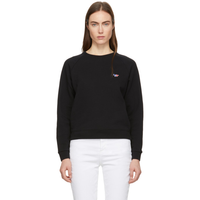 Maison Kitsune Black Tricolor Fox Patch Sweatshirt Maison Kitsune