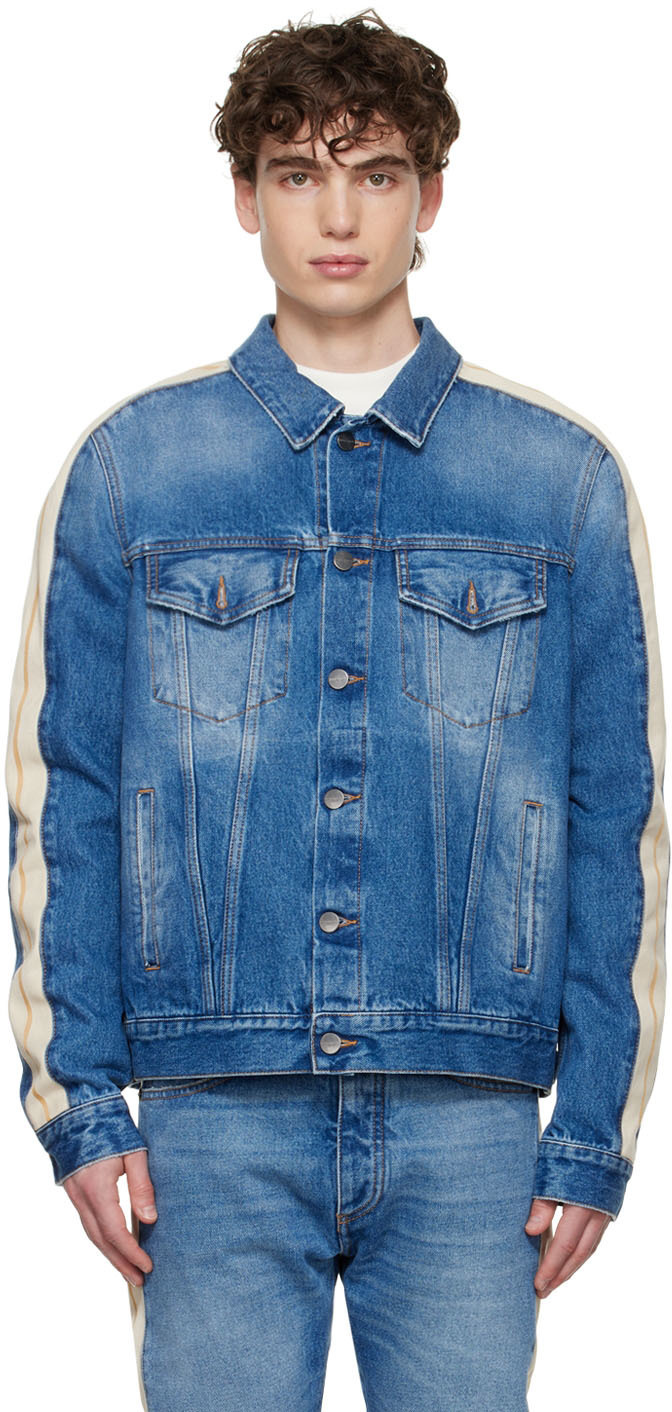 Palm Angels Blue Track Denim Jacket Palm Angels