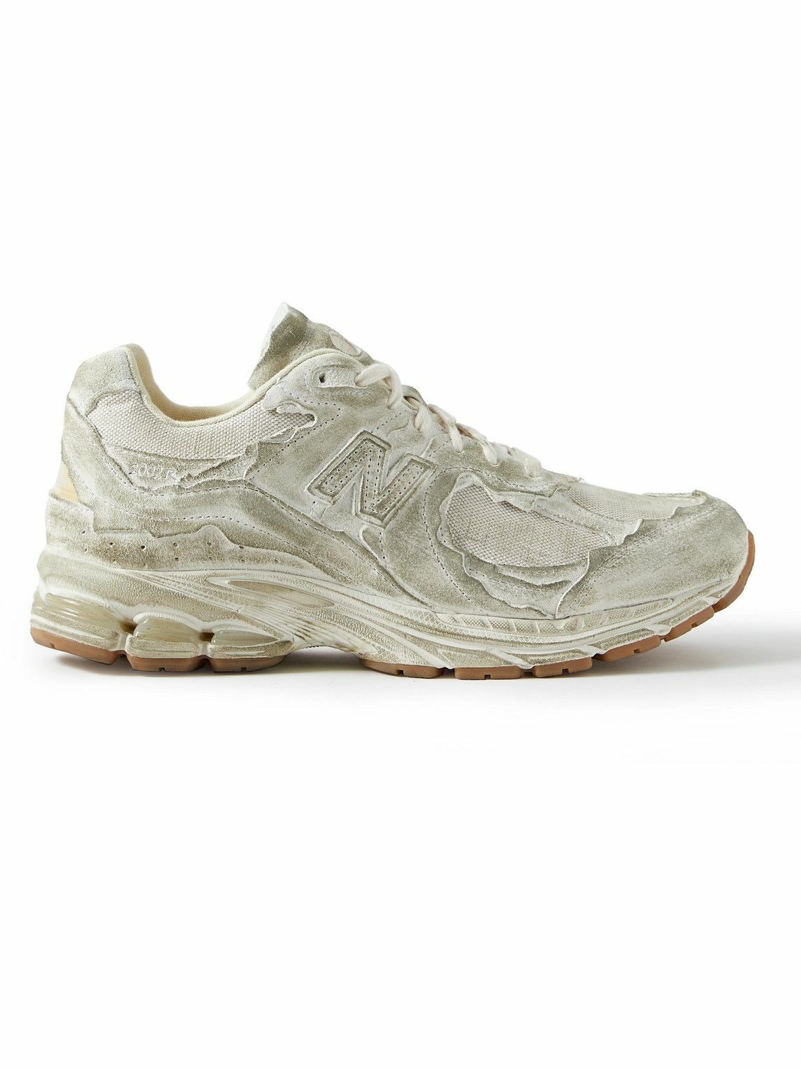 Photo: New Balance - 2002RD Distressed Suede and Mesh Sneakers - White