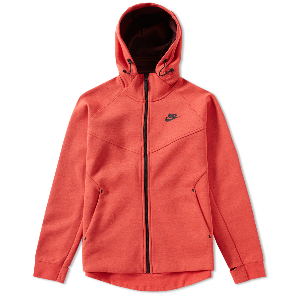 Nike Sportswear Tech Fleece Full Zip Hoodie Max Orange Heather Black ...