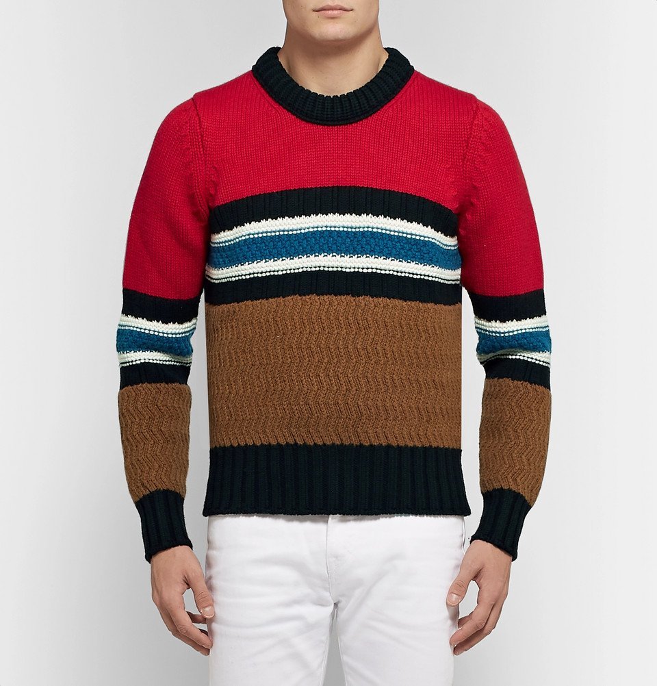 Burberry - Striped Wool and Cashmere-Blend Sweater - Men - Red Burberry