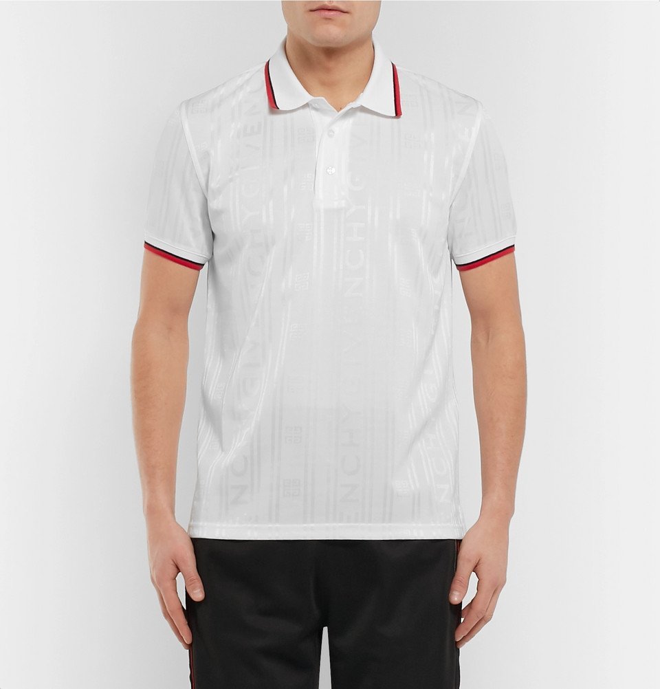 Givenchy - Stripe-Trimmed Logo-Jacquard Polo Shirt - Men - White Givenchy