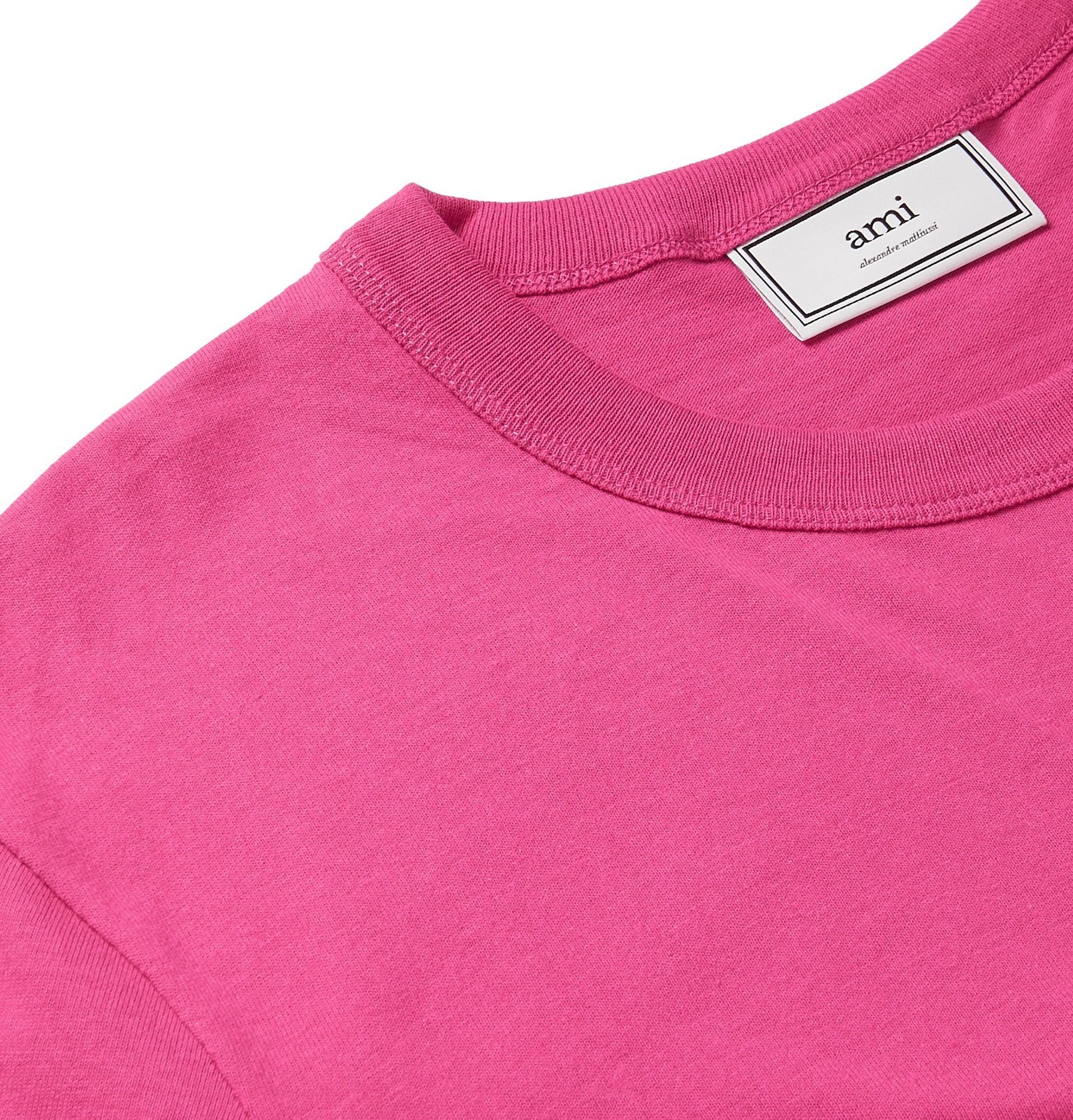 AMI - Logo-Appliquéd Cotton-Jersey T-Shirt - Pink AMI