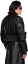 Rick Owens Black Girdered Down Leather Jacket