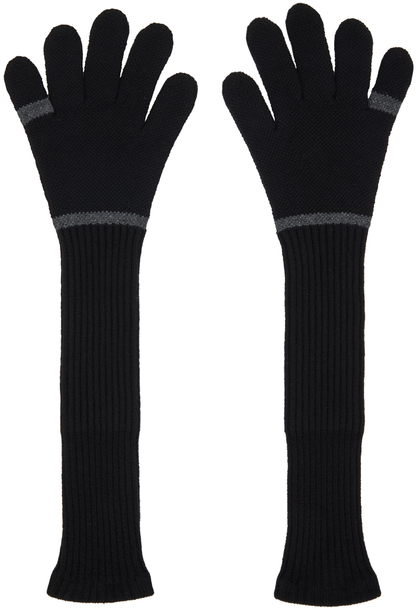sacai Black Bicolor Long Gloves Sacai