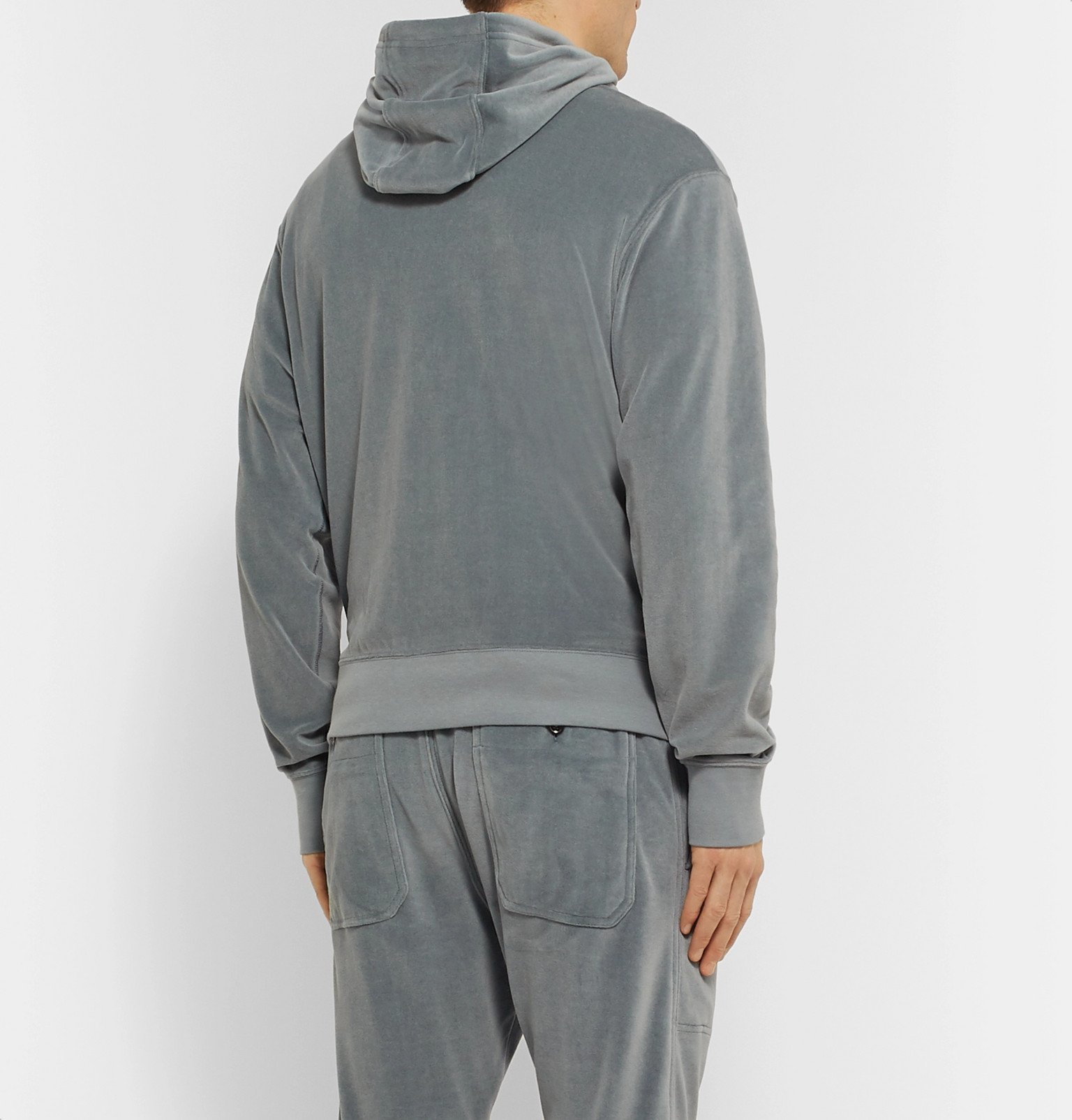 TOM FORD - Cotton-Blend Velour Zip-Up Hoodie - Blue TOM FORD