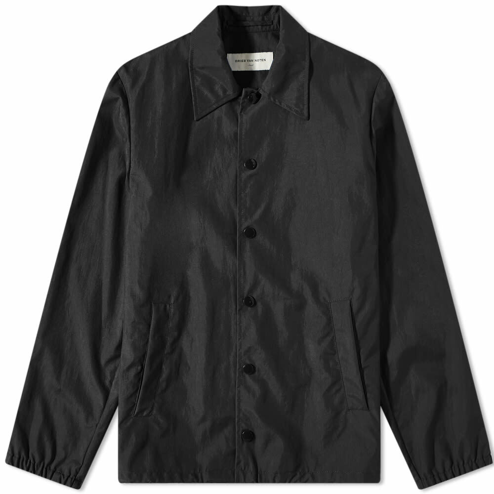 Dries Van Noten Men's Nylon Coaches Jacket in Black Dries Van Noten