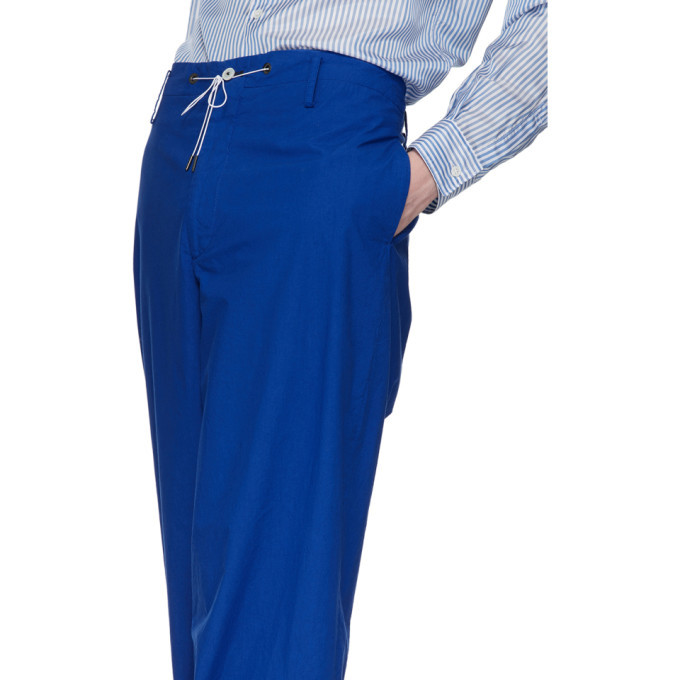 Fumito Ganryu Blue Silk Broadcloth Trousers Fumito Ganryu