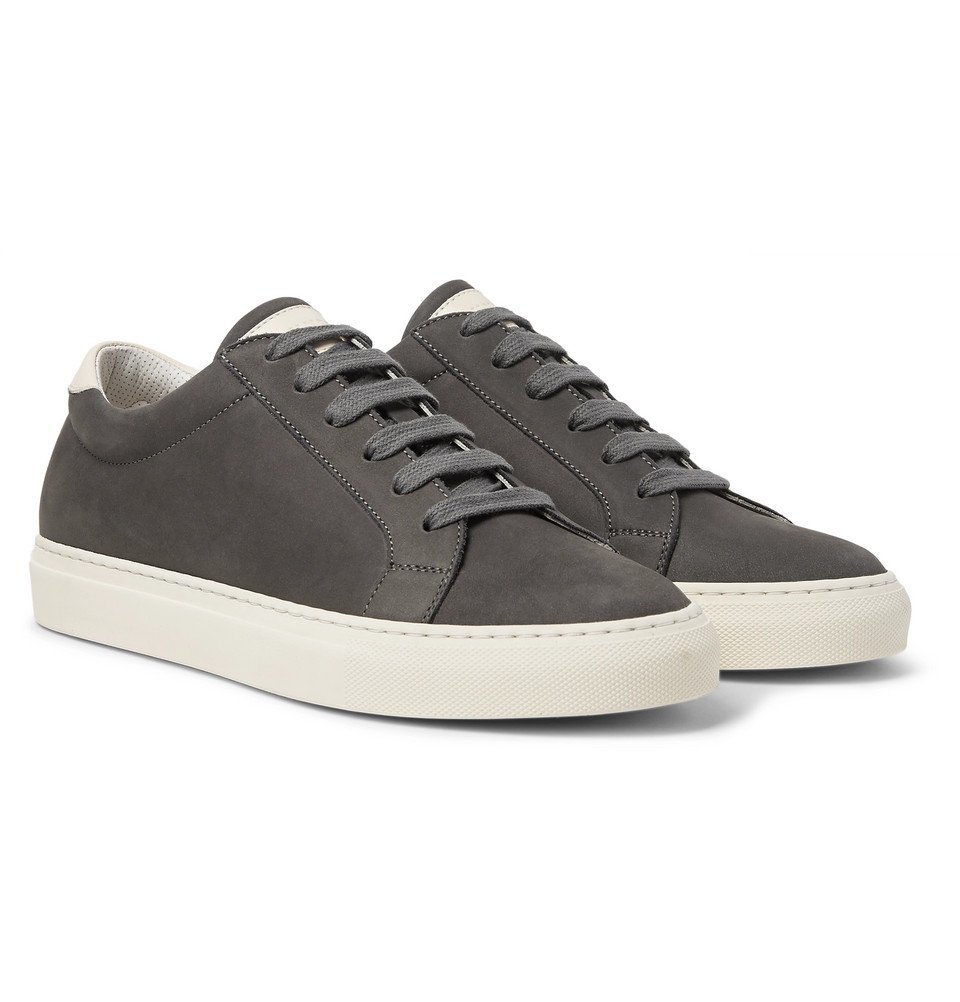 Brunello Cucinelli - Leather-Trimmed Nubuck Sneakers - Men - Gray ...