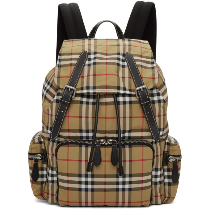 vintage check nylon backpack