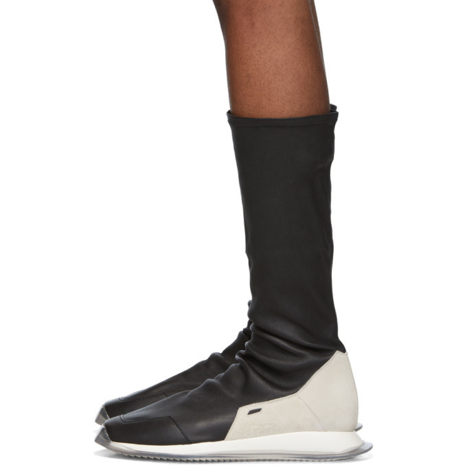 Rick Owens Black Oblique Stretch Sock Runner Sneakers Rick Owens