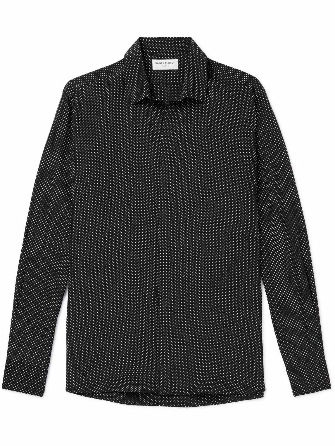 SAINT LAURENT - Polka-Dot Silk-Crepe Shirt - Black Saint Laurent