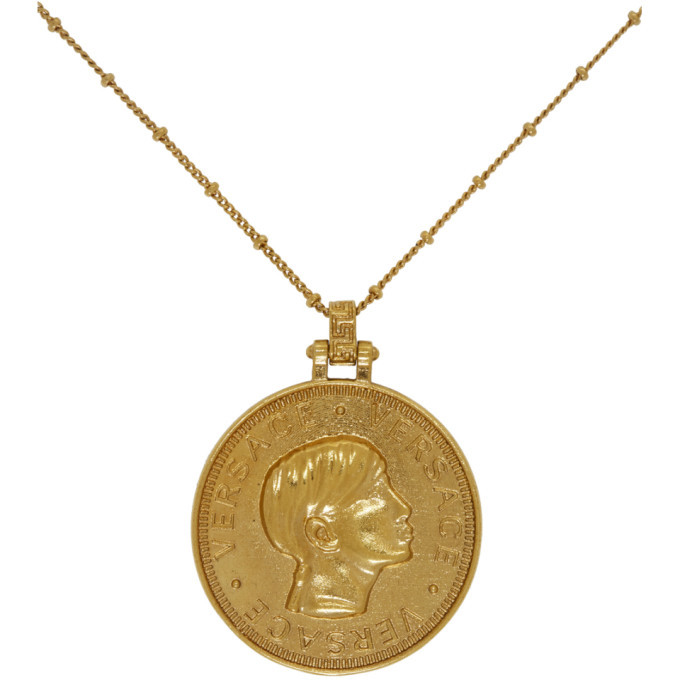 versace gold coin pendant necklace