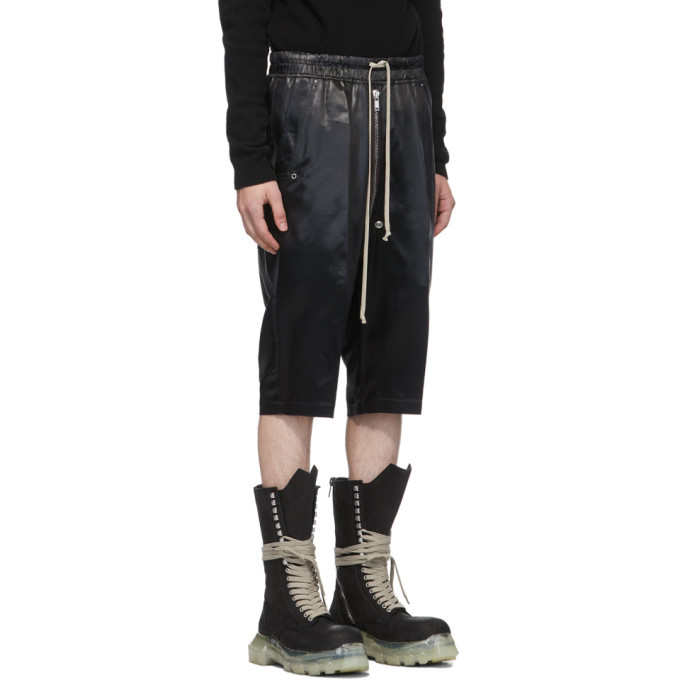 Rick Owens Black Satin Bela Pods Shorts Rick Owens