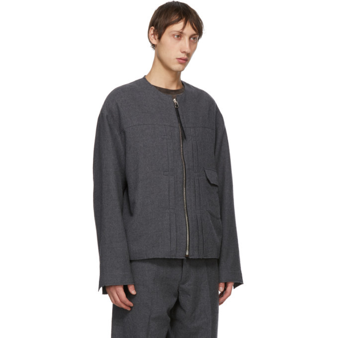 Tanaka Grey Wool Unfinished Jacket Tanaka