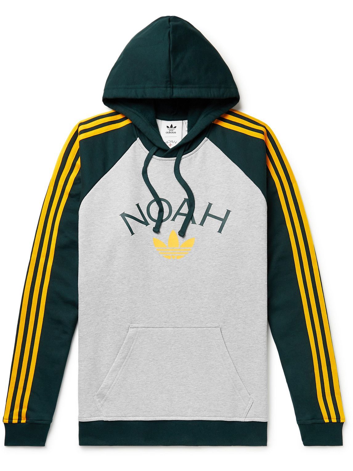 Photo: adidas Consortium - Noah Striped Logo-Print Cotton-Jersey Hoodie - Gray