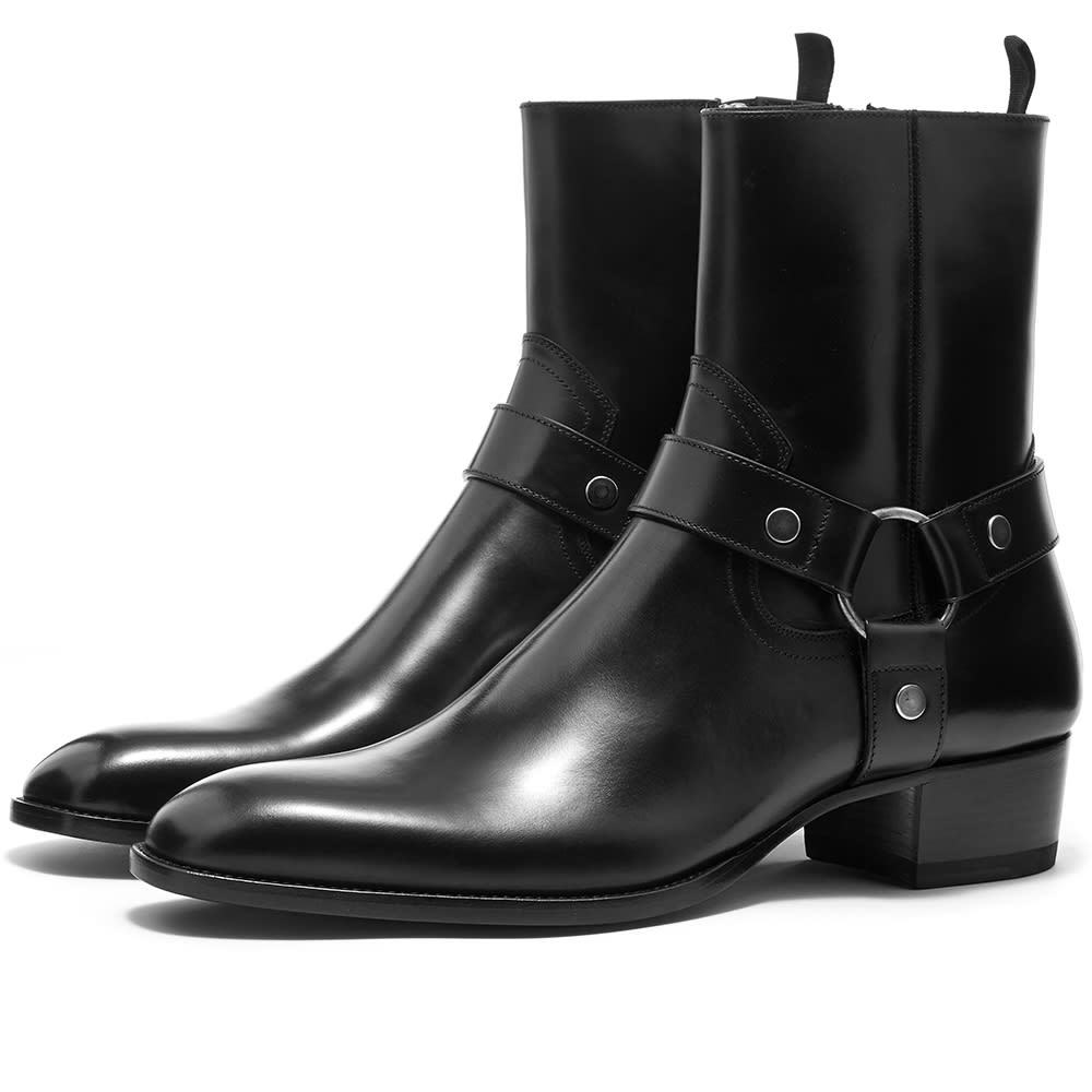 Saint Laurent Wyatt 40 Leather Harness Boot Saint Laurent