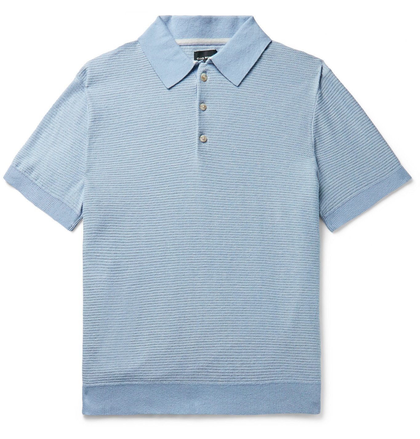 Club Monaco - Striped Cotton and Linen-Blend Polo Shirt - Blue Club Monaco