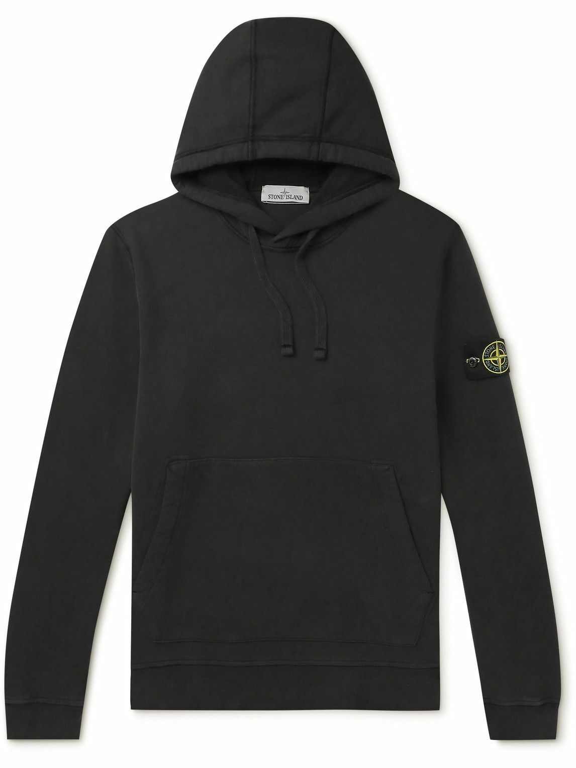 Stone Island - Logo-Appliquéd Cotton-Jersey Hoodie - Black Stone Island