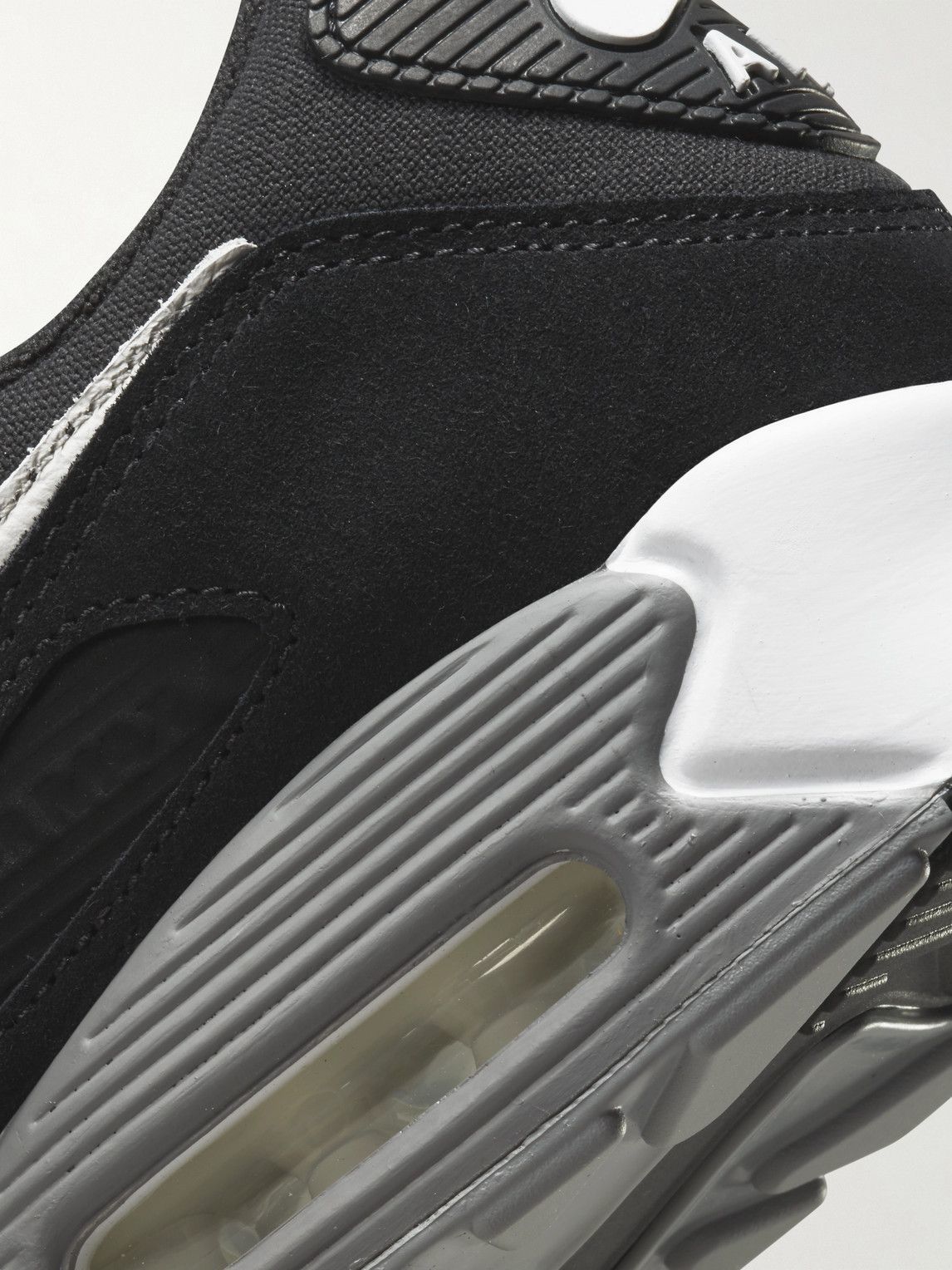 Leather-Trimmed Canvas Sneakers - Black 