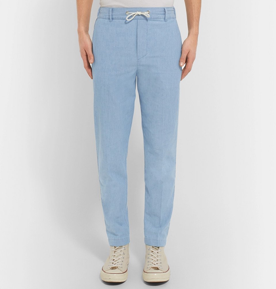 Maison Kitsuné - Cotton-Chambray Drawstring Trousers - Blue Maison Kitsune