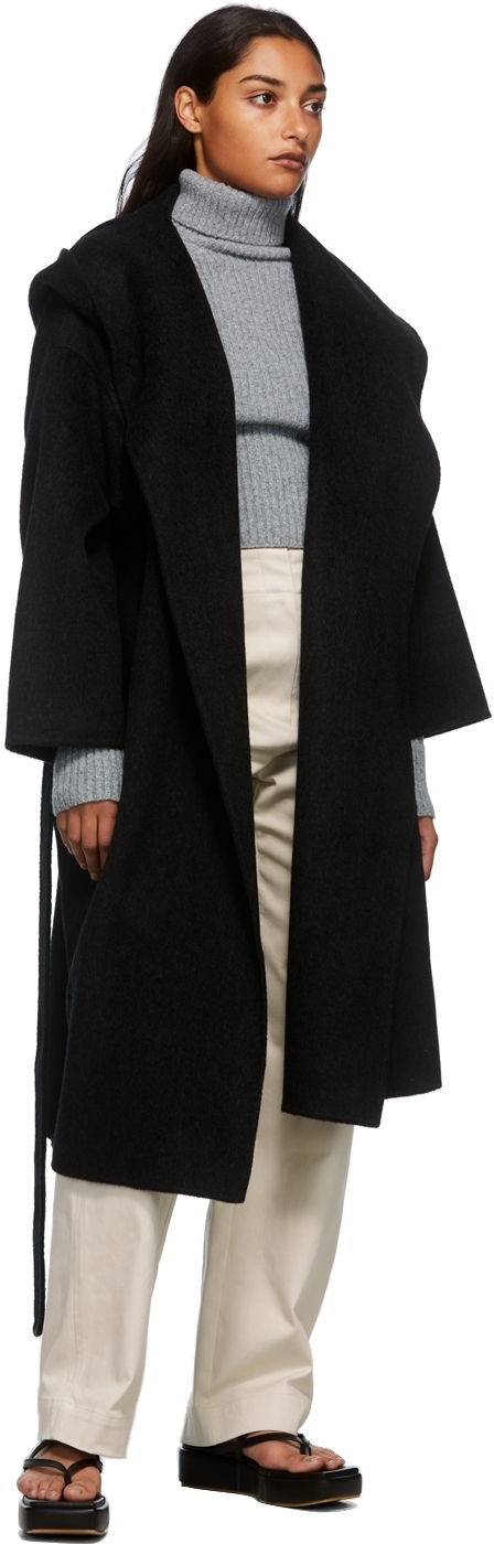 black wrap coat wool