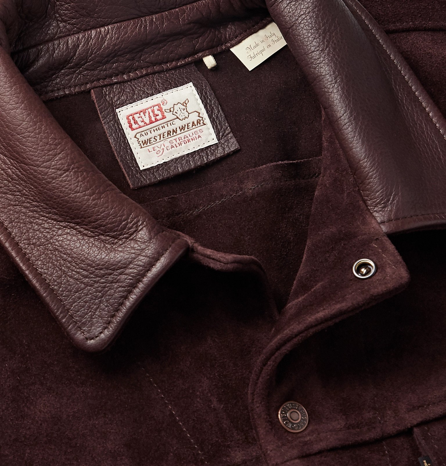 Levi's Vintage Clothing - Leather-Trimmed Suede Trucker Jacket - Brown  Levi's Vintage