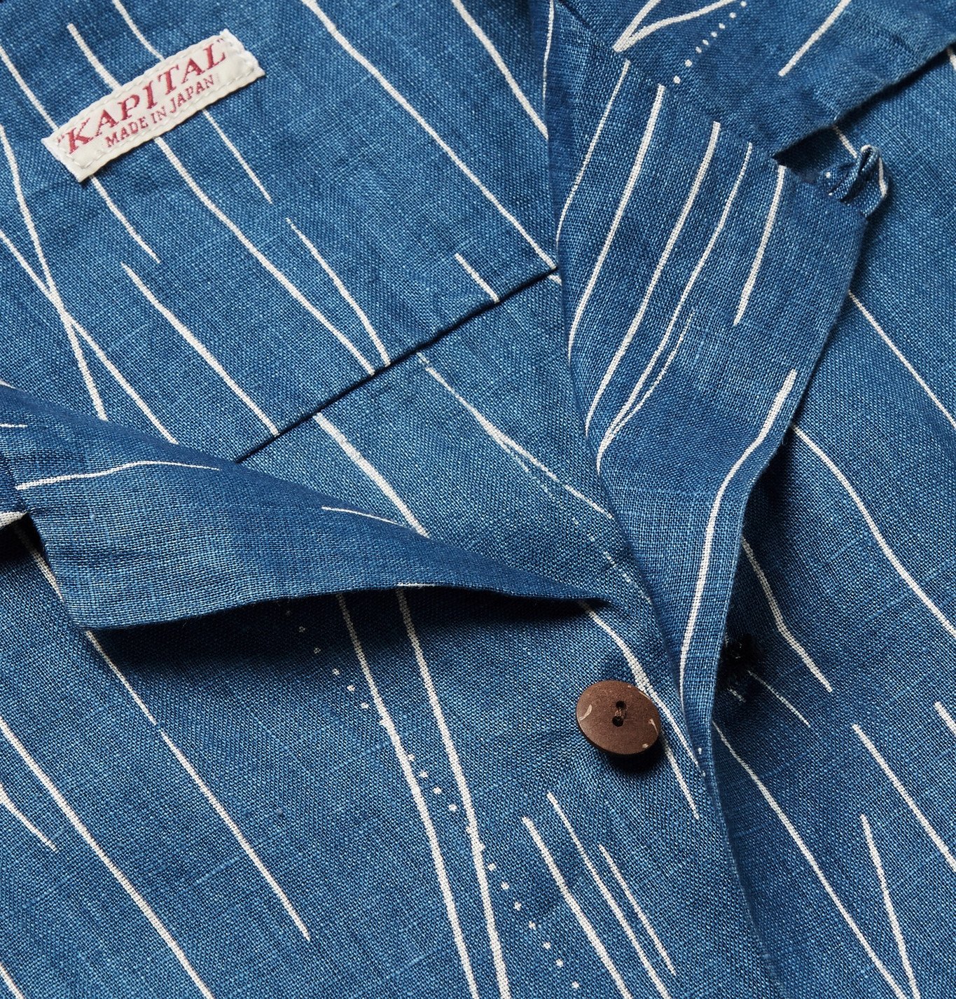 KAPITAL - Camp-Collar Indigo-Dyed Linen 