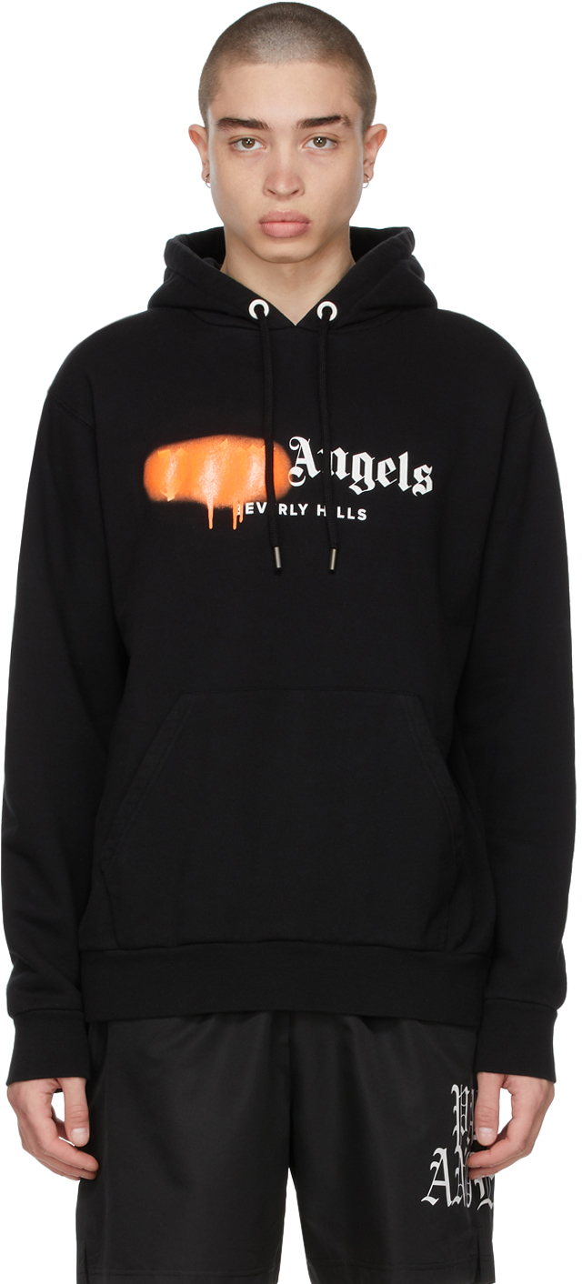 Palm Angels Black & Orange Sprayed Logo 'Beverly Hills' Hoodie Palm Angels