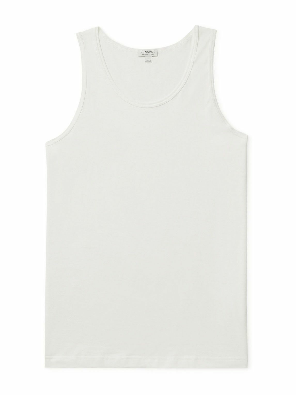 Sunspel SlimFit CottonJersey Tank Top White Sunspel