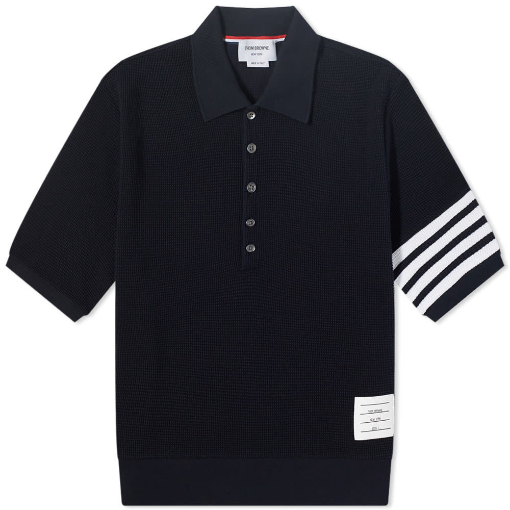 Thom Browne 4 Bar Striped Waffle Polo Thom Browne