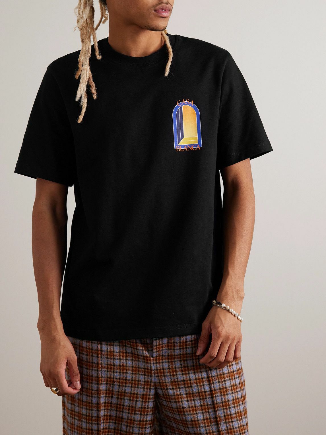 Casablanca - L'Arche De Nuit Logo-Print Cotton-Jersey T-Shirt - Black ...