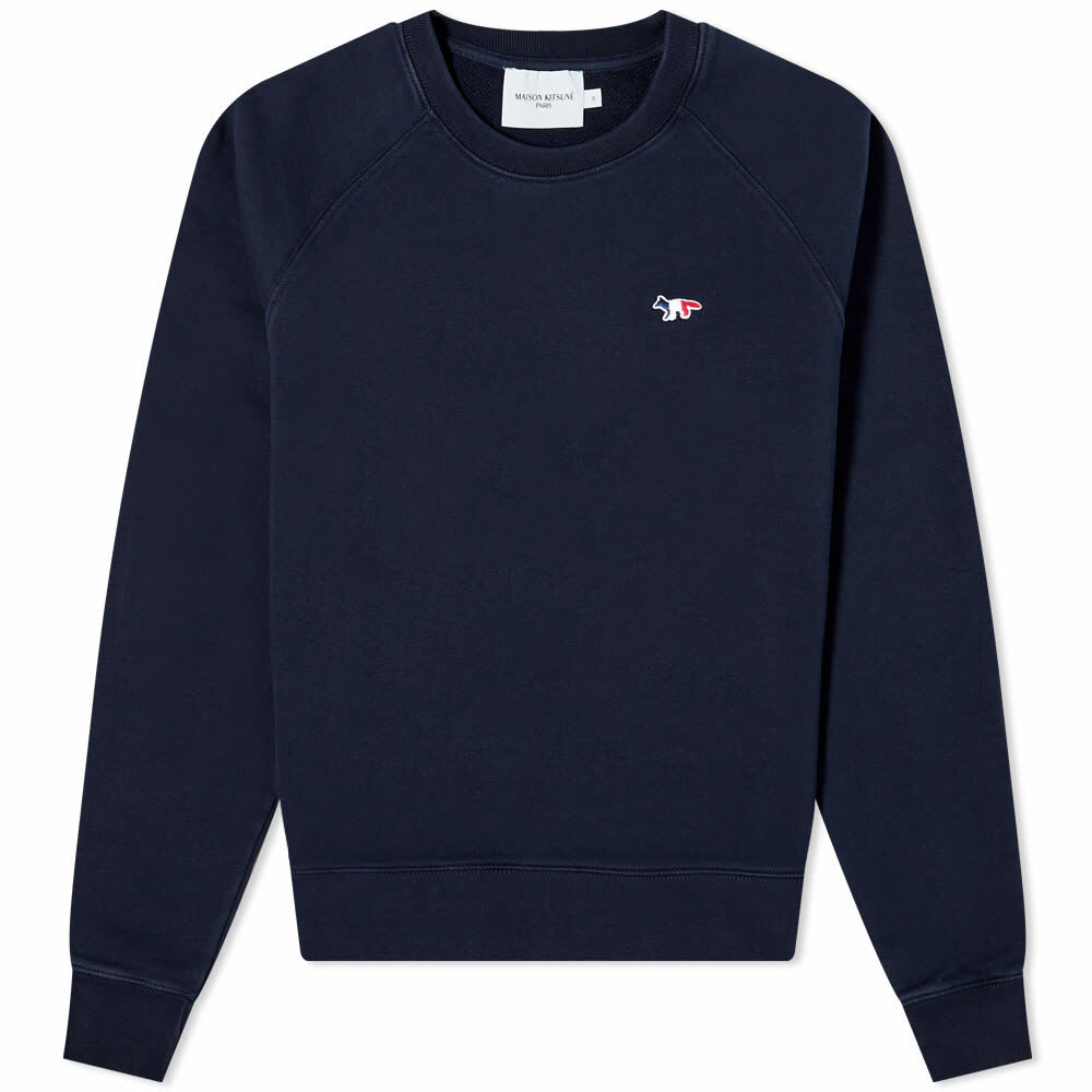 Maison Kitsuné Women's Tricolor Fox Patch Adjusted Crew Sweat in Navy ...